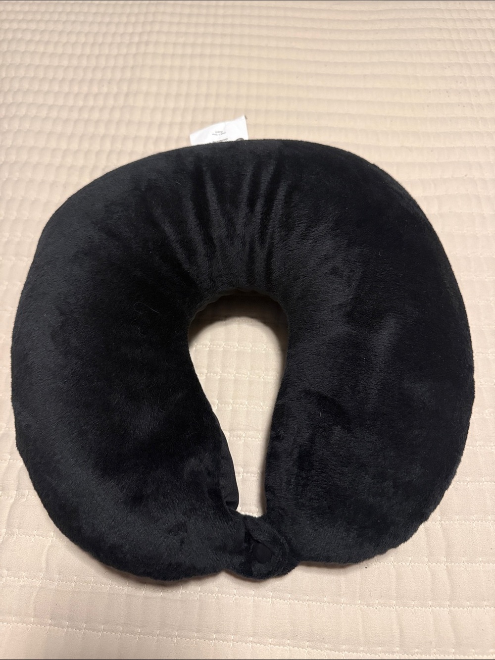 Plush Black U-Shaped Travel Neck Pillow - Unbranded